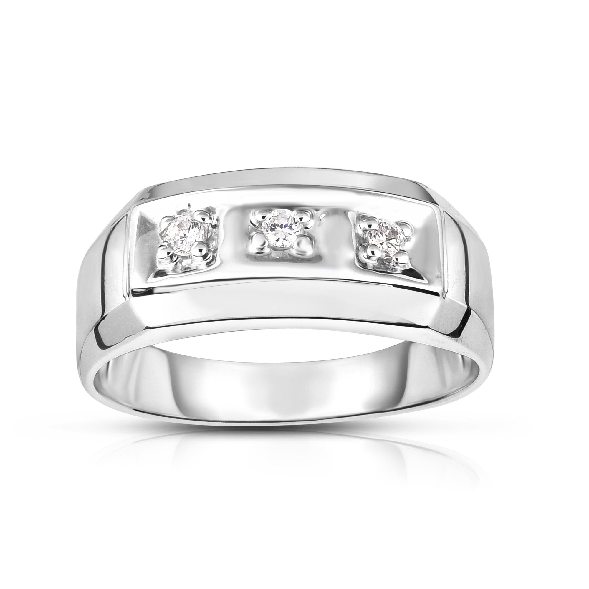 3-Stone 0.12Ct Diamond Men's Ring in 14K Gold