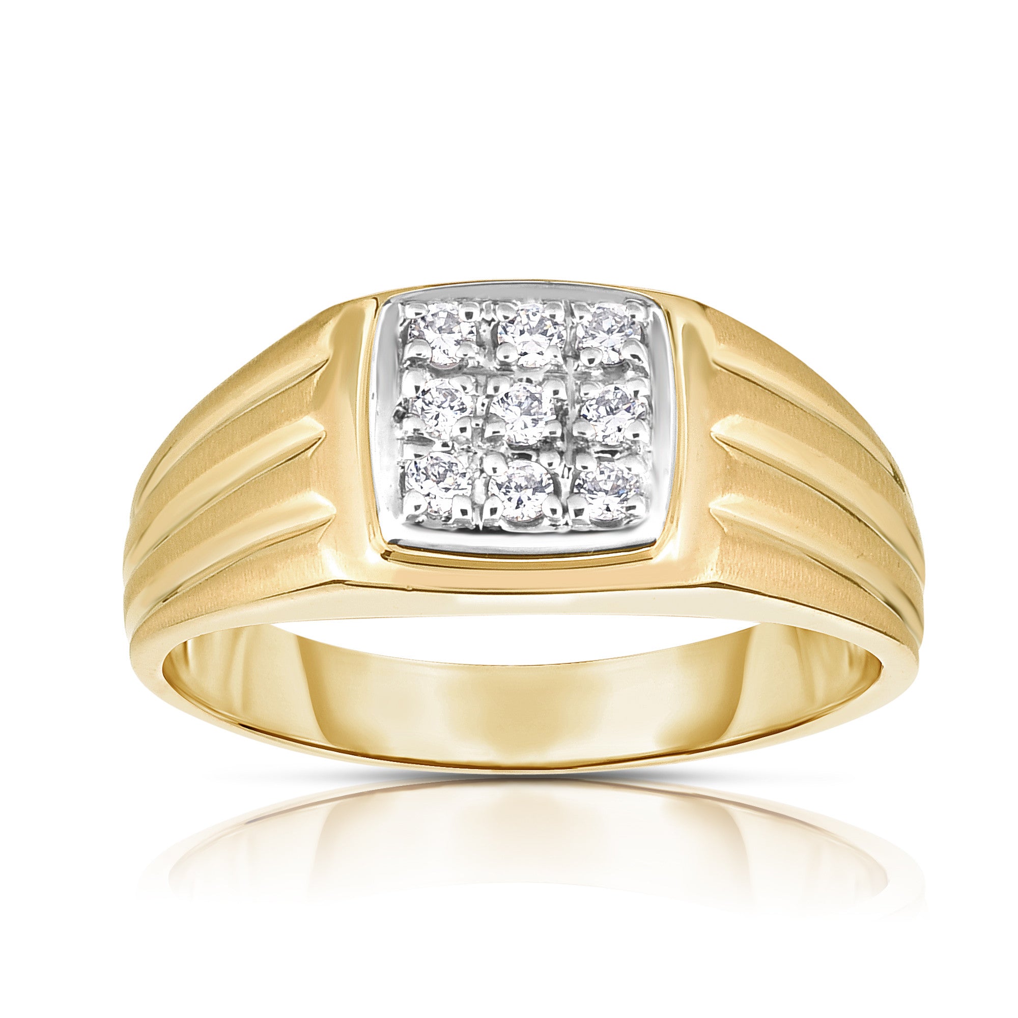 9-Stone 0.22Ct Diamond Men's Ring in 14K Gold