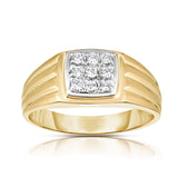 14K Gold Diamond (0.22 Ct, I1-I2 Clarity, G-H Color) Men's 9-Stone Ring