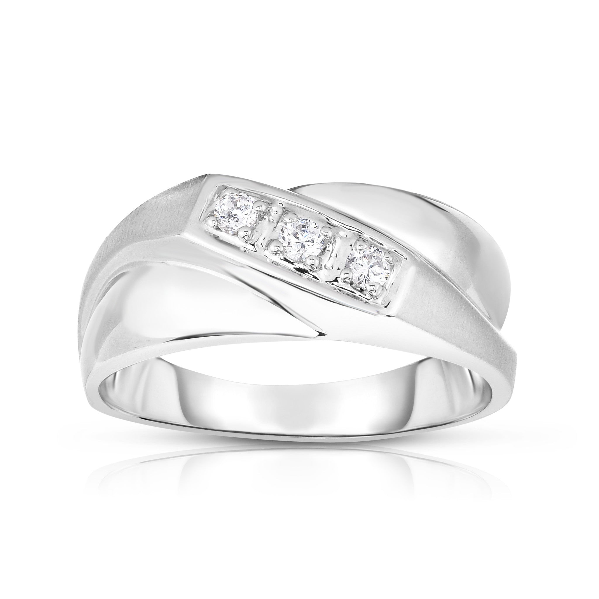 3-Stone 0.15Ct Diamond Men's Ring in 14K Gold