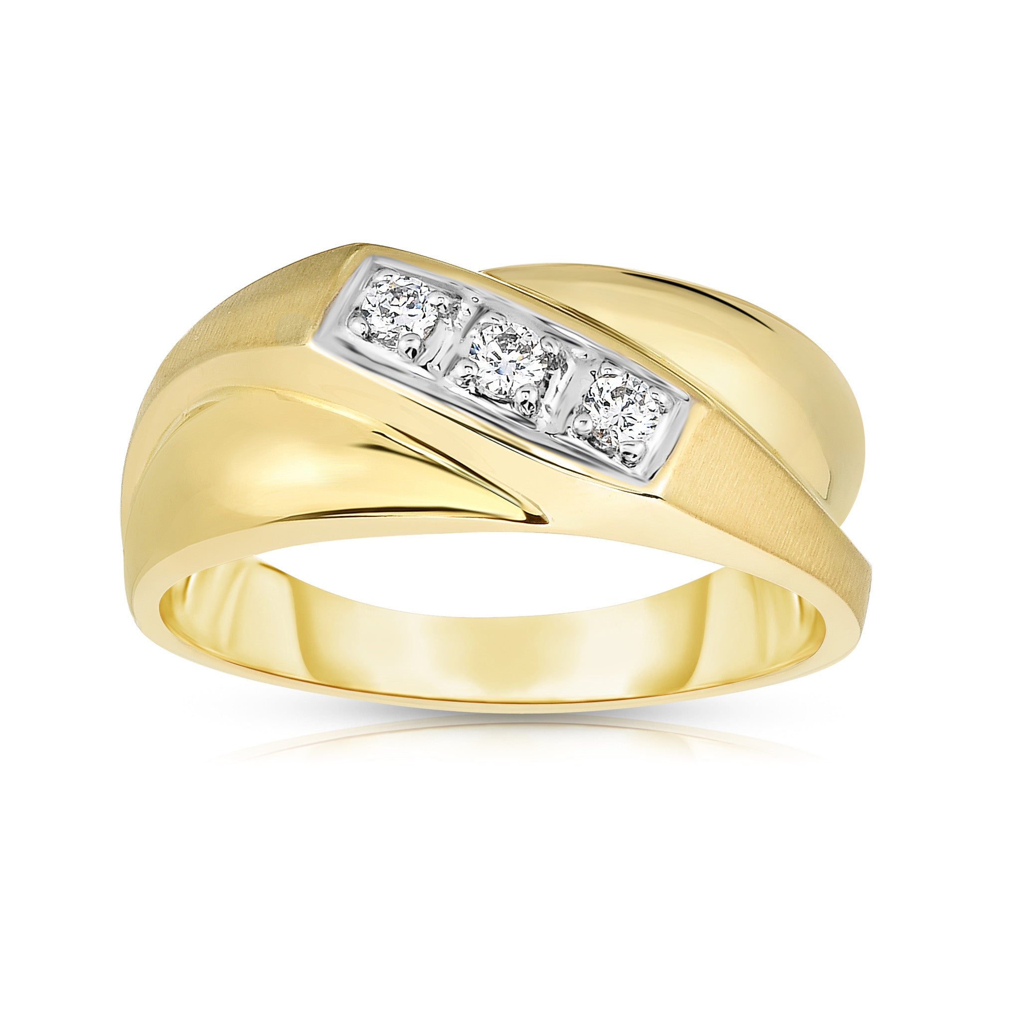 3-Stone 0.15Ct Diamond Men's Ring in 14K Gold