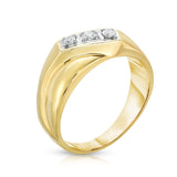 14K Gold Diamond (0.15 Ct, I1-I2 Clarity, G-H Color) Men's 3-Stone Ring