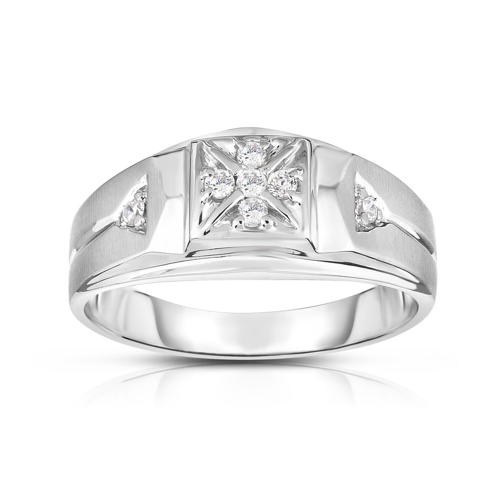 14K Gold Diamond (0.12 Ct, I1-I2 Clarity, G-H Color) Men's 7-Stone Ring