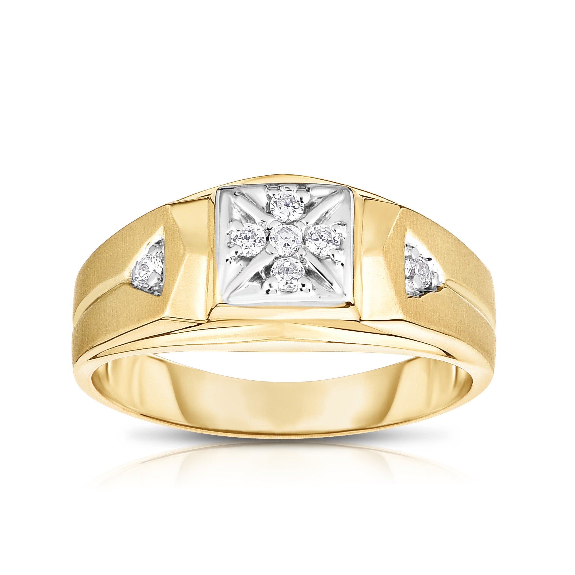 7-Stone 0.12Ct Diamond Men's Ring in 14K Gold