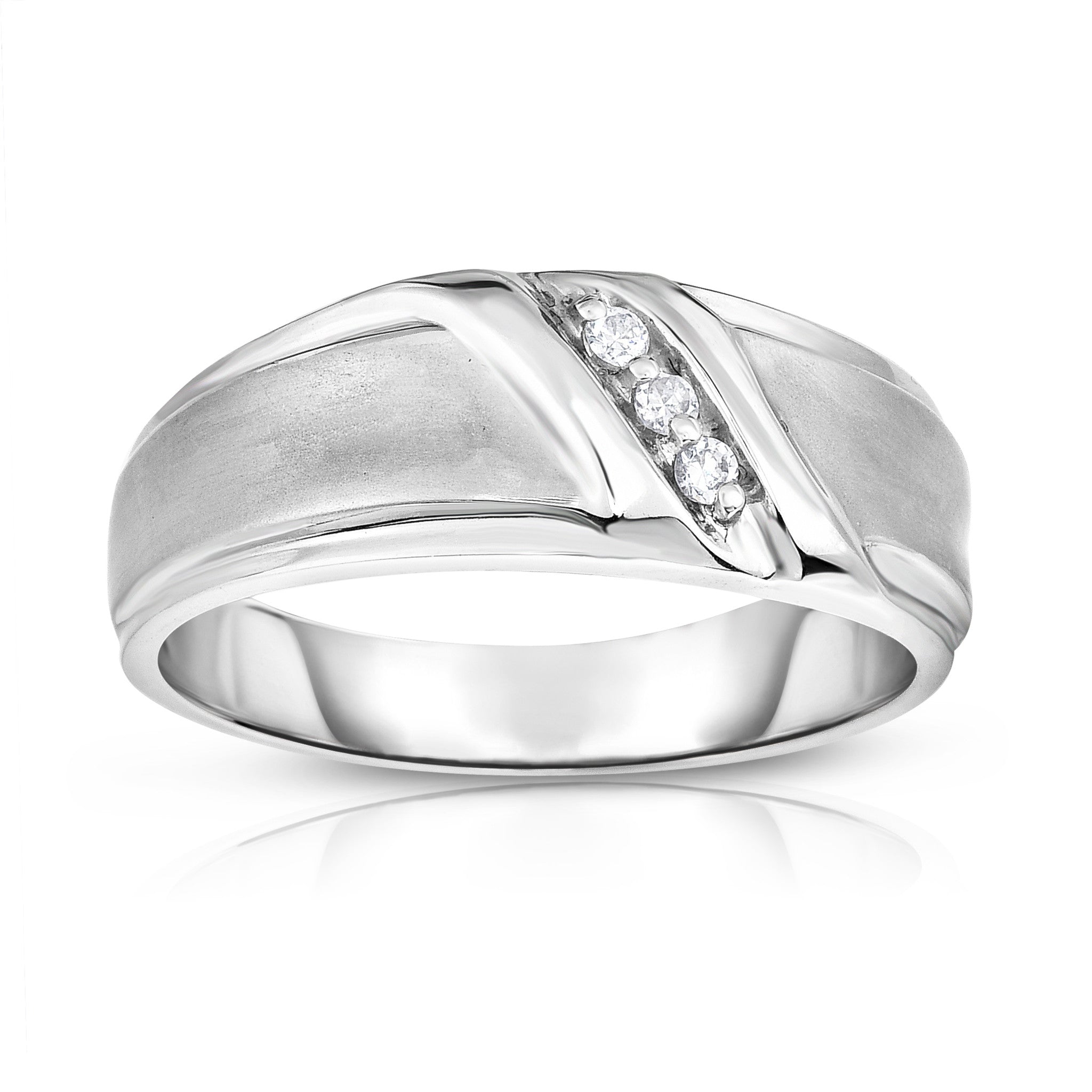 3-Stone 0.06Ct Diamond Men's Ring in 14K Gold