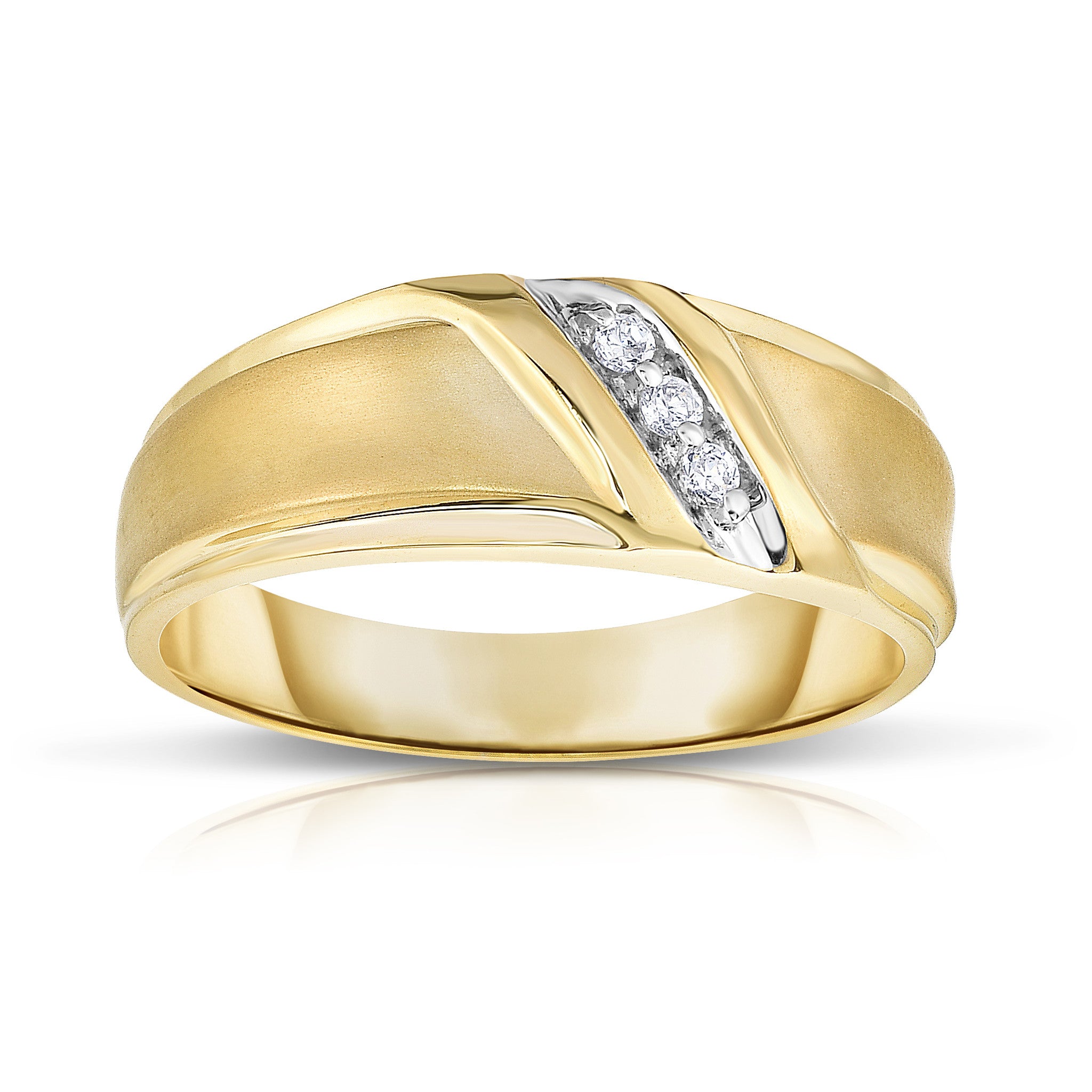 3-Stone 0.06Ct Diamond Men's Ring in 14K Gold