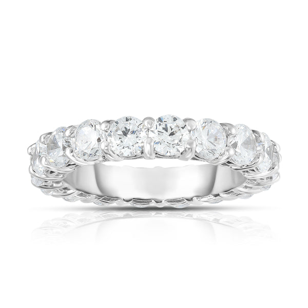 14K White Gold Diamond (4.00 Ct-4.40 Ct, G-H Color, SI2-I1 Clarity) Eternity Ring
