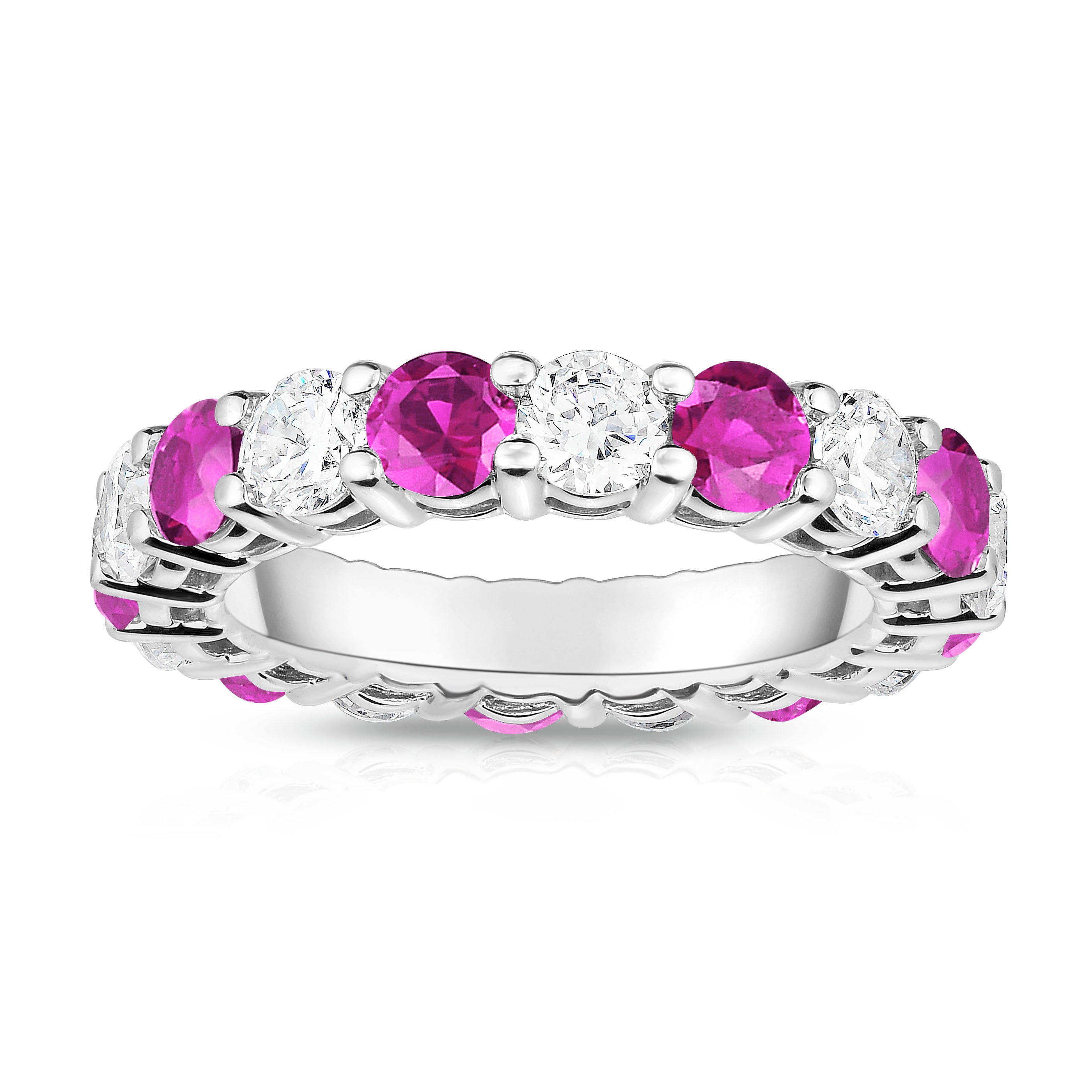 4.00-5.00Cttw Pink Sapphire & Diamond Eternity Ring in 14K White Gold