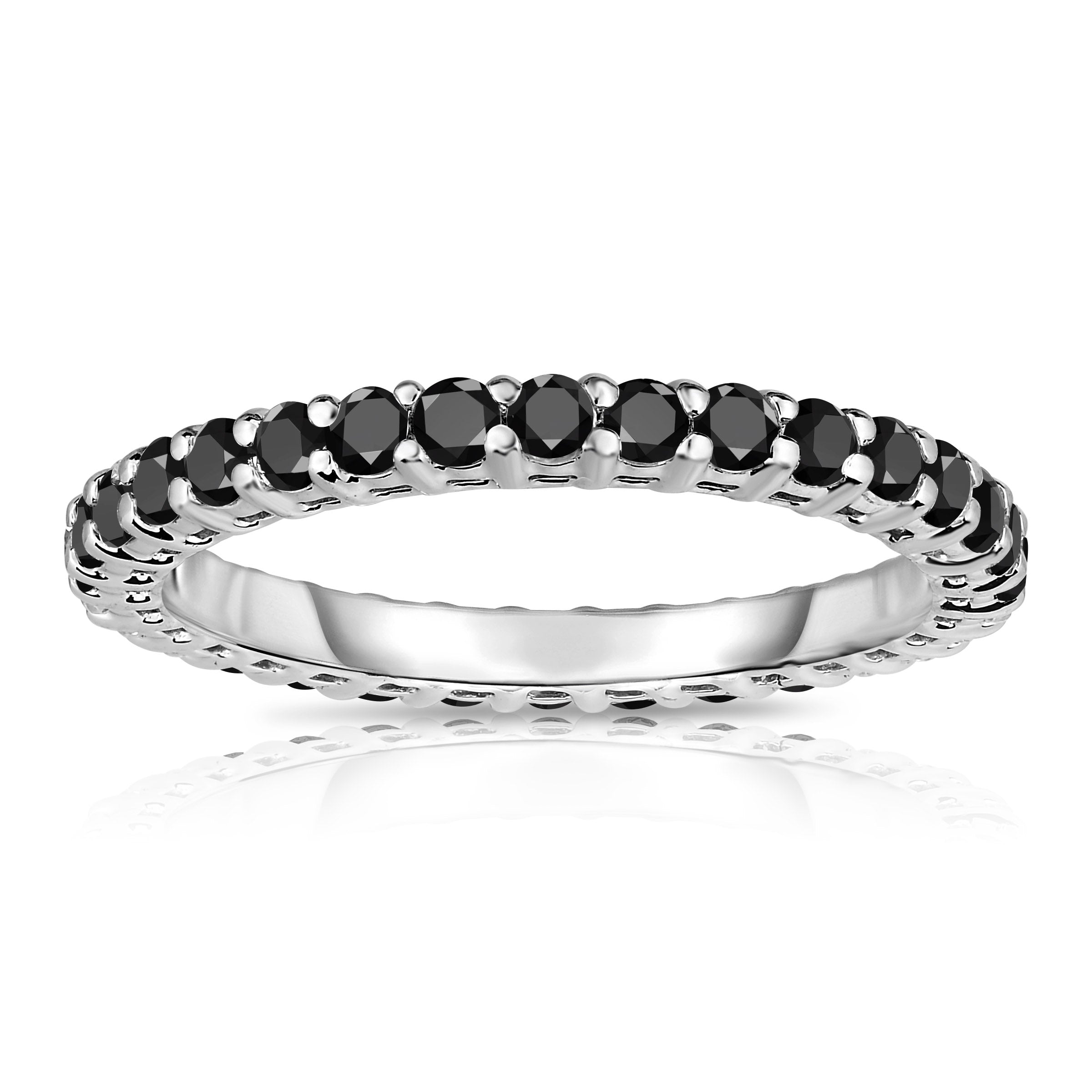 0.90-1.00Ct Black Diamond Eternity Band in 14K White Gold