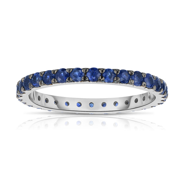 14K White Gold Blue Sapphire Eternity Ring (1 cttw)