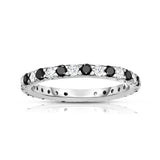 14K White Gold Black & White Diamond (0.90 Ct-1.00 Ct, SI2-I1 Clarity) Eternity Ring