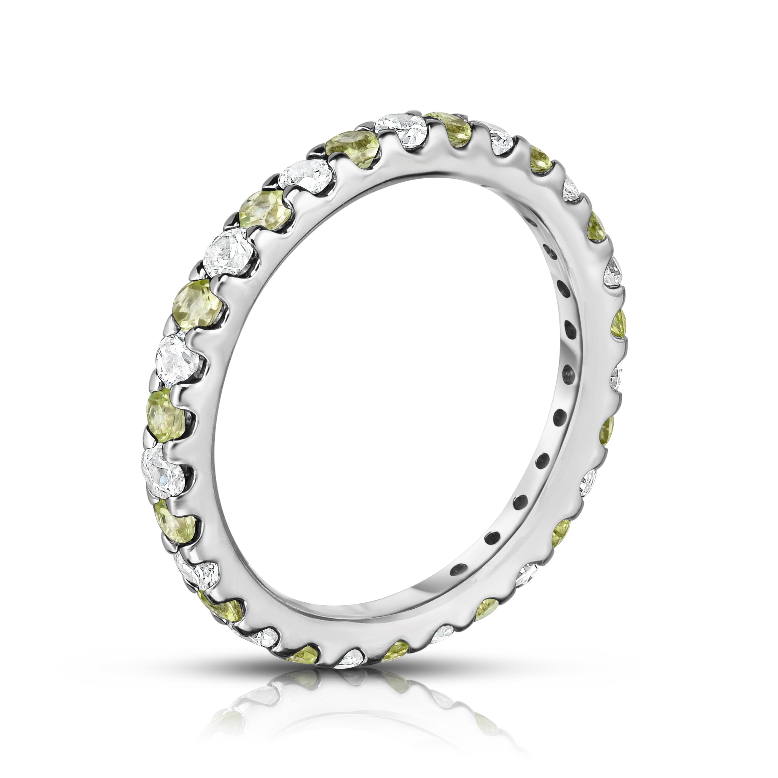 0.90-1.00Cttw Peridot & Diamond Eternity Ring in 14K White Gold