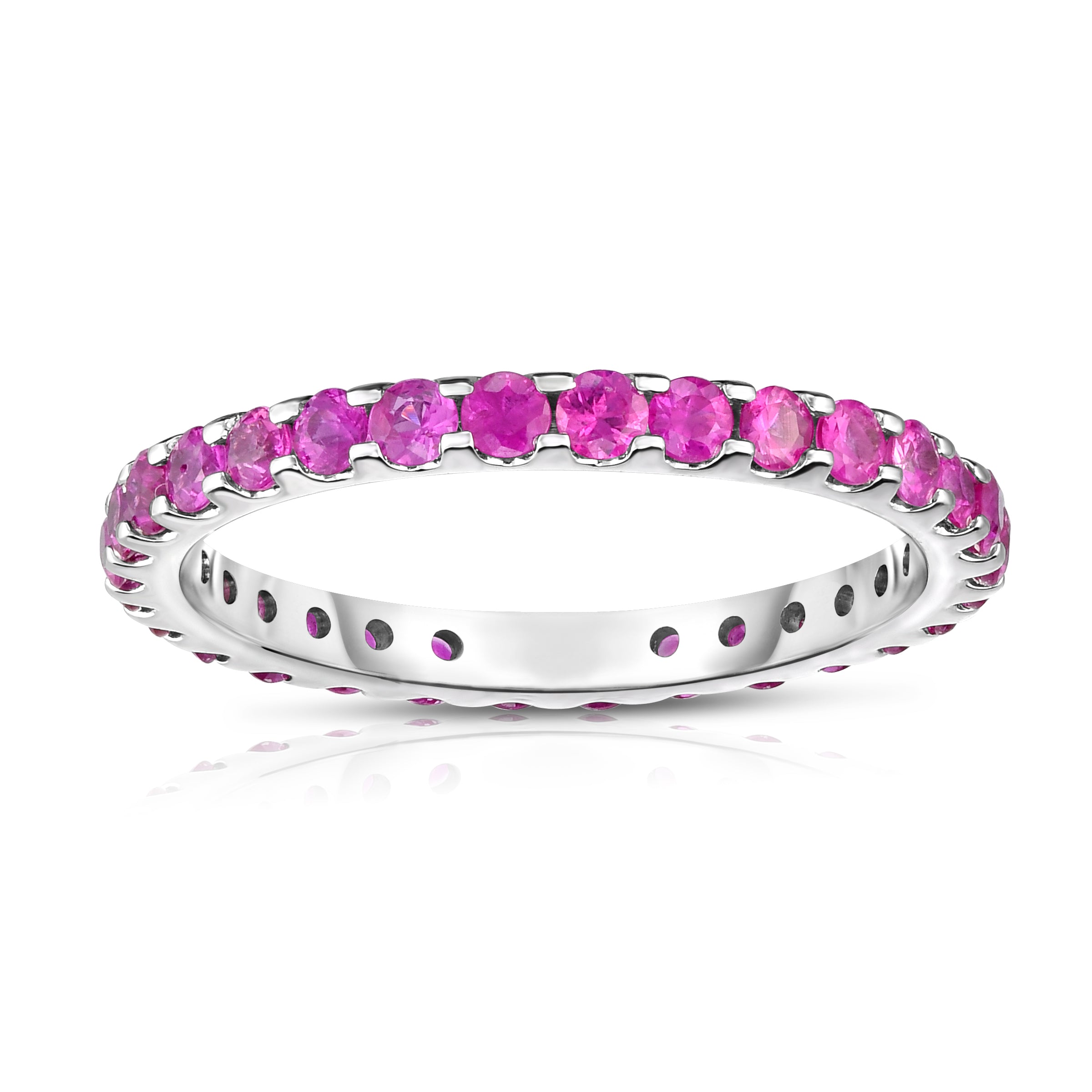 1.10Ct Pink Sapphire Eternity Ring in 14K White Gold