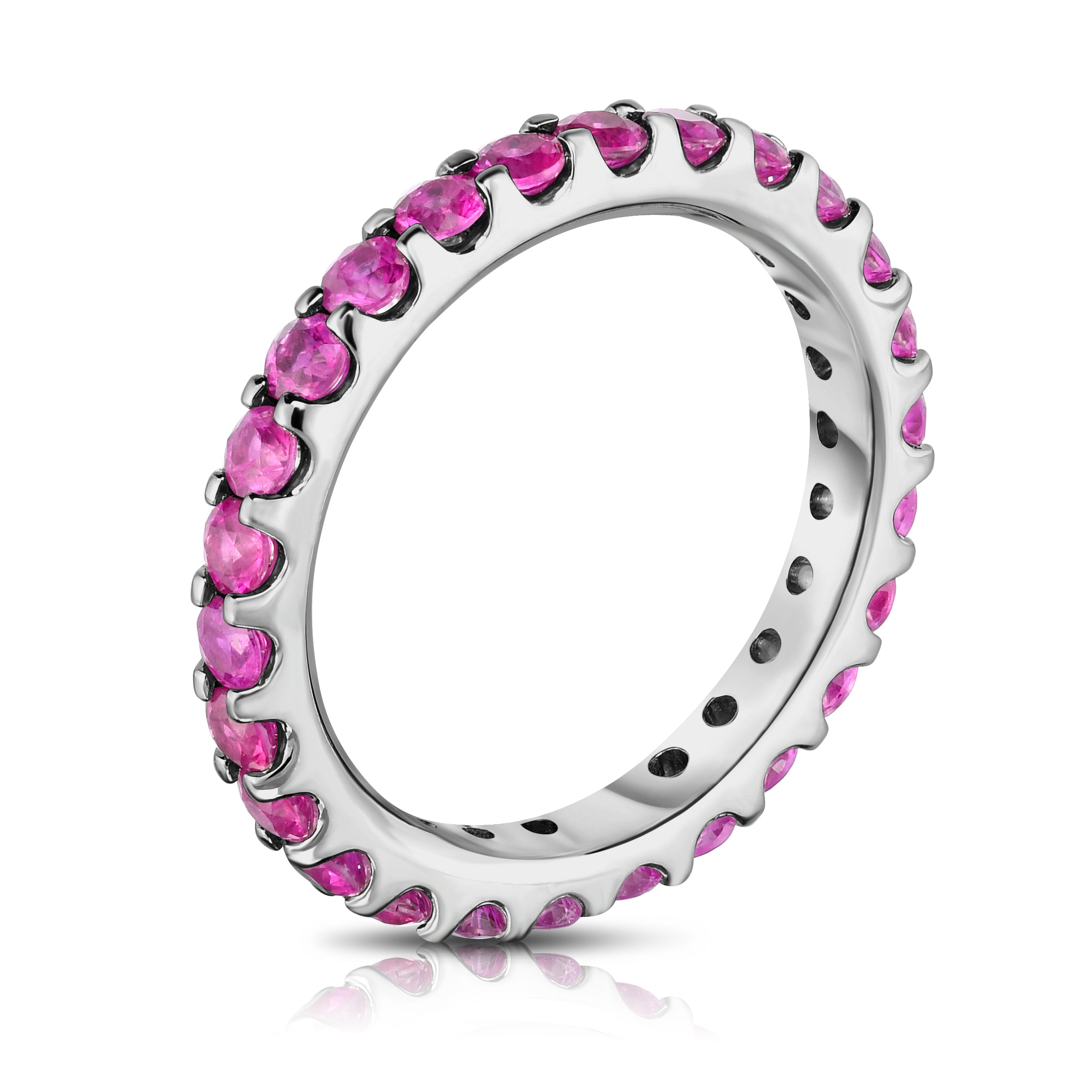 1.10Ct Pink Sapphire Eternity Ring in 14K White Gold