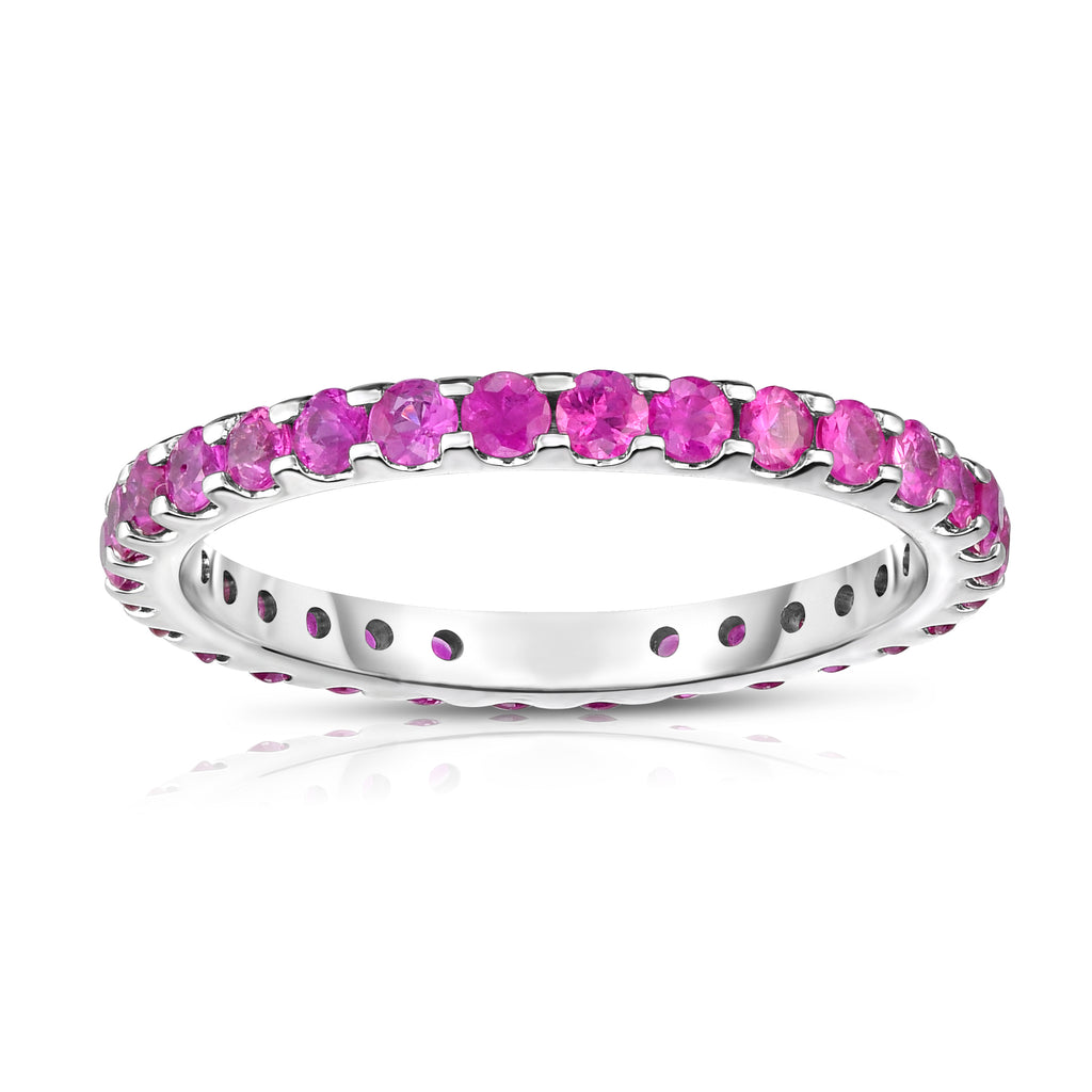 14K White Gold Pink Sapphire Eternity Ring (1.10 cttw)