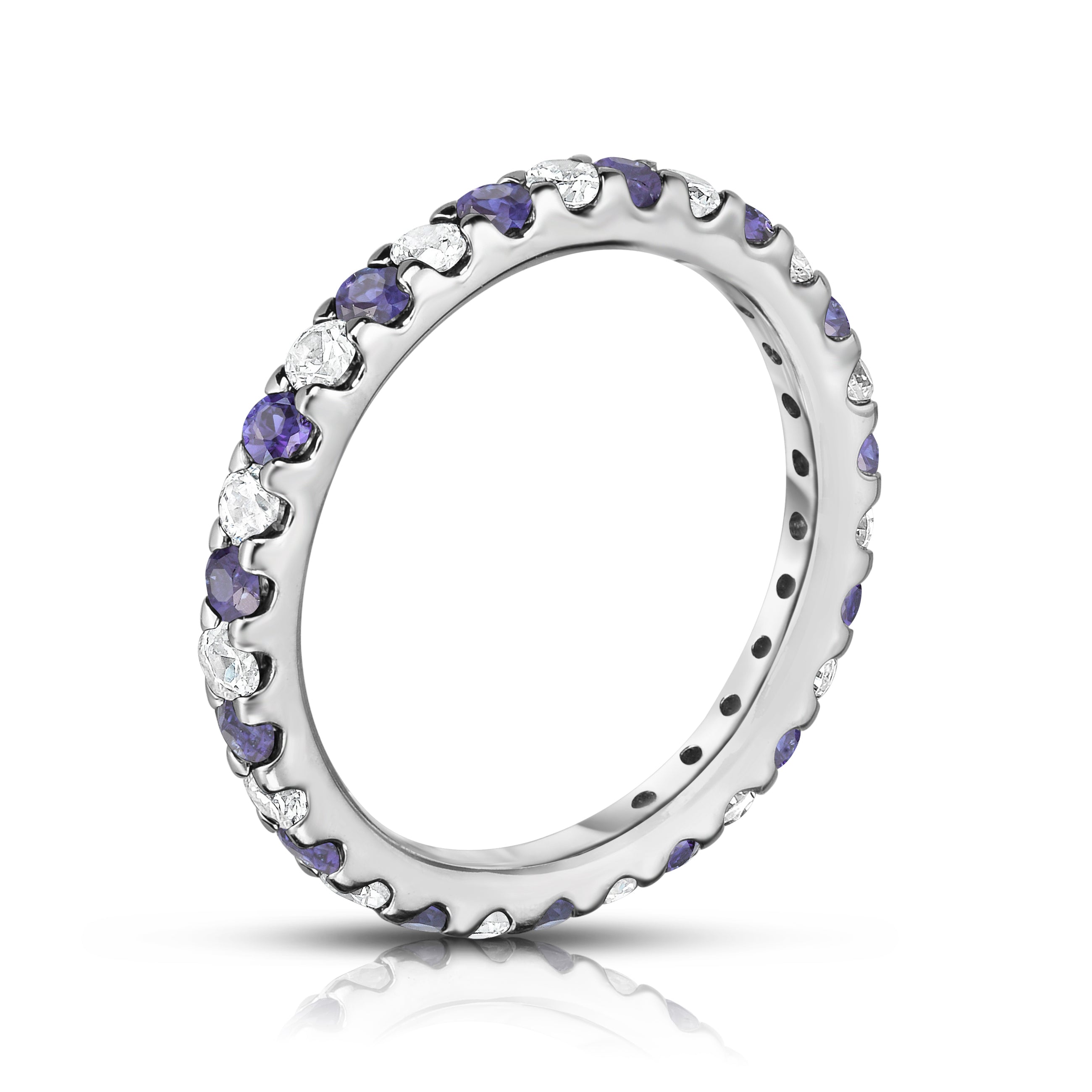 0.90-1.00Cttw Tanzanite & Diamond Eternity Ring in 14K White Gold