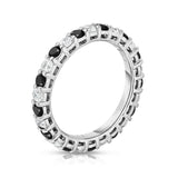 14K White Gold Black & White Diamond (1.30-1.50 Ct TW, SI2-I1 Clarity) Eternity Ring
