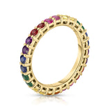 14K Gold Rainbow Multicolor Sapphire Eternity Ring