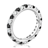 14K White Gold Black & White Diamond (1.20-1.40 Ct TW, SI2-I1 Clarity) Eternity Ring