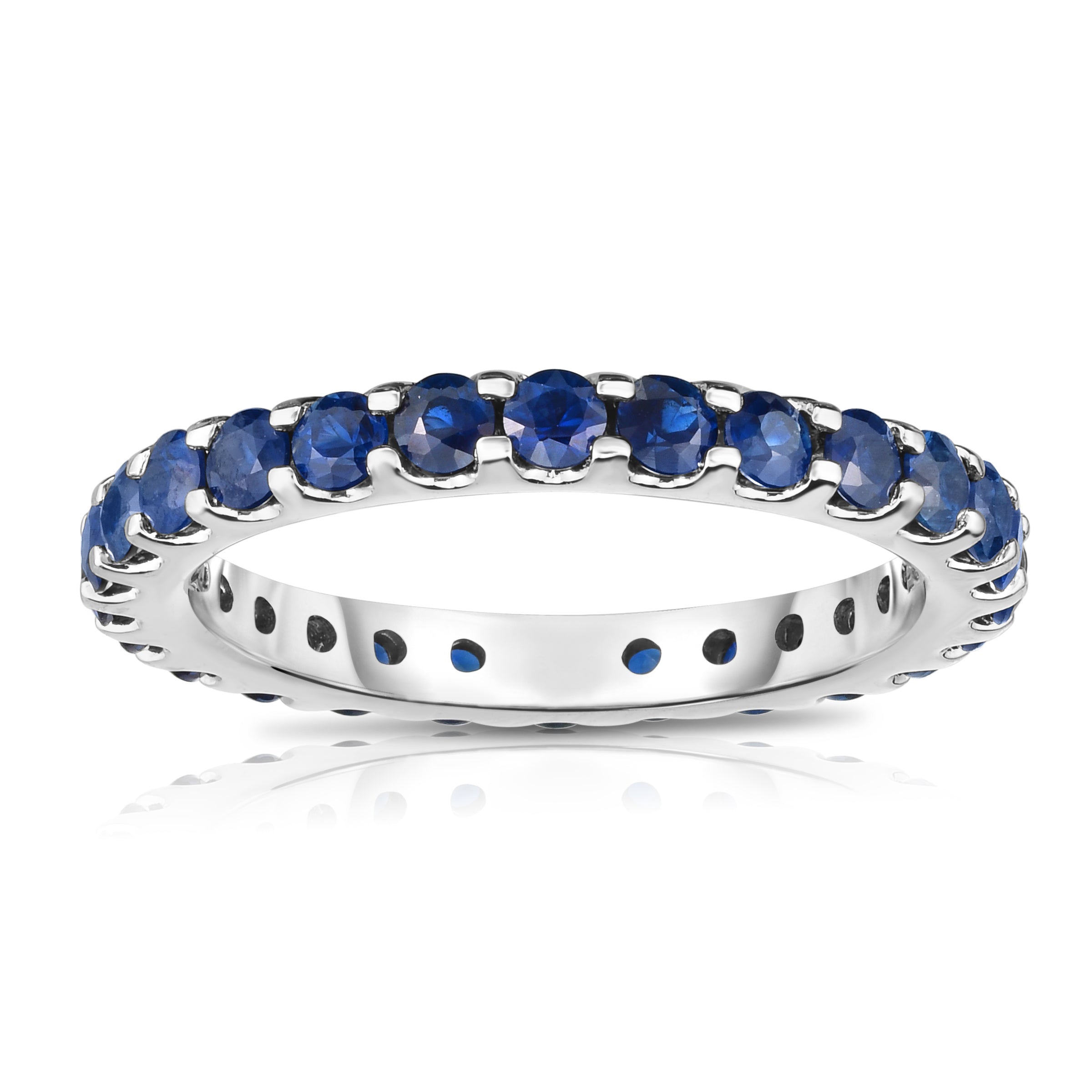 1.50Ct Blue Sapphire Eternity Ring in 14K White Gold