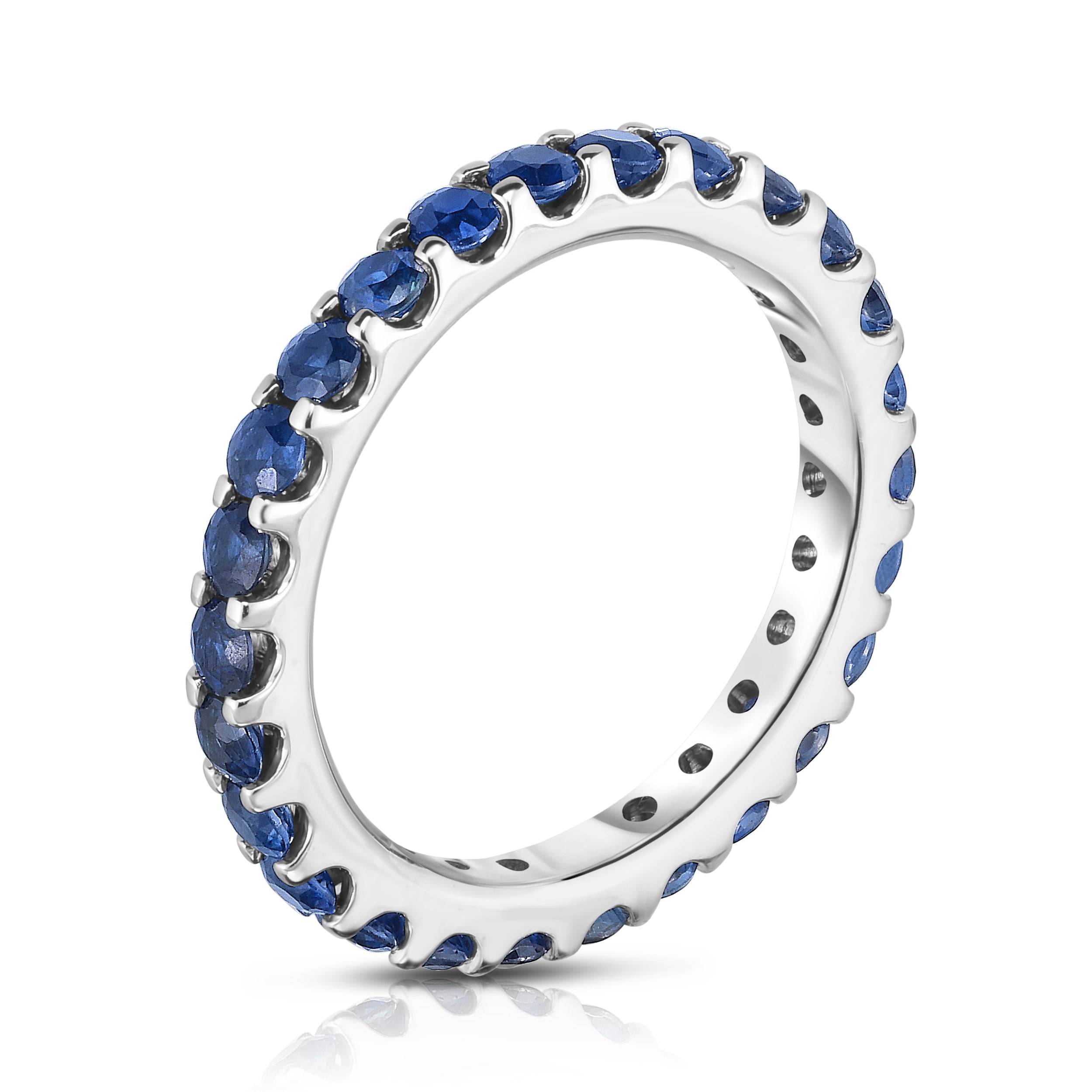 1.50Ct Blue Sapphire Eternity Ring in 14K White Gold