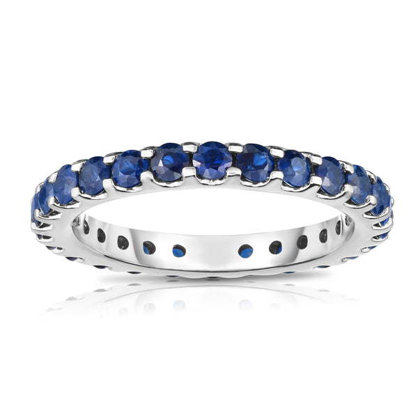 14K White Gold Blue Sapphire Eternity Ring (1.50 cttw)