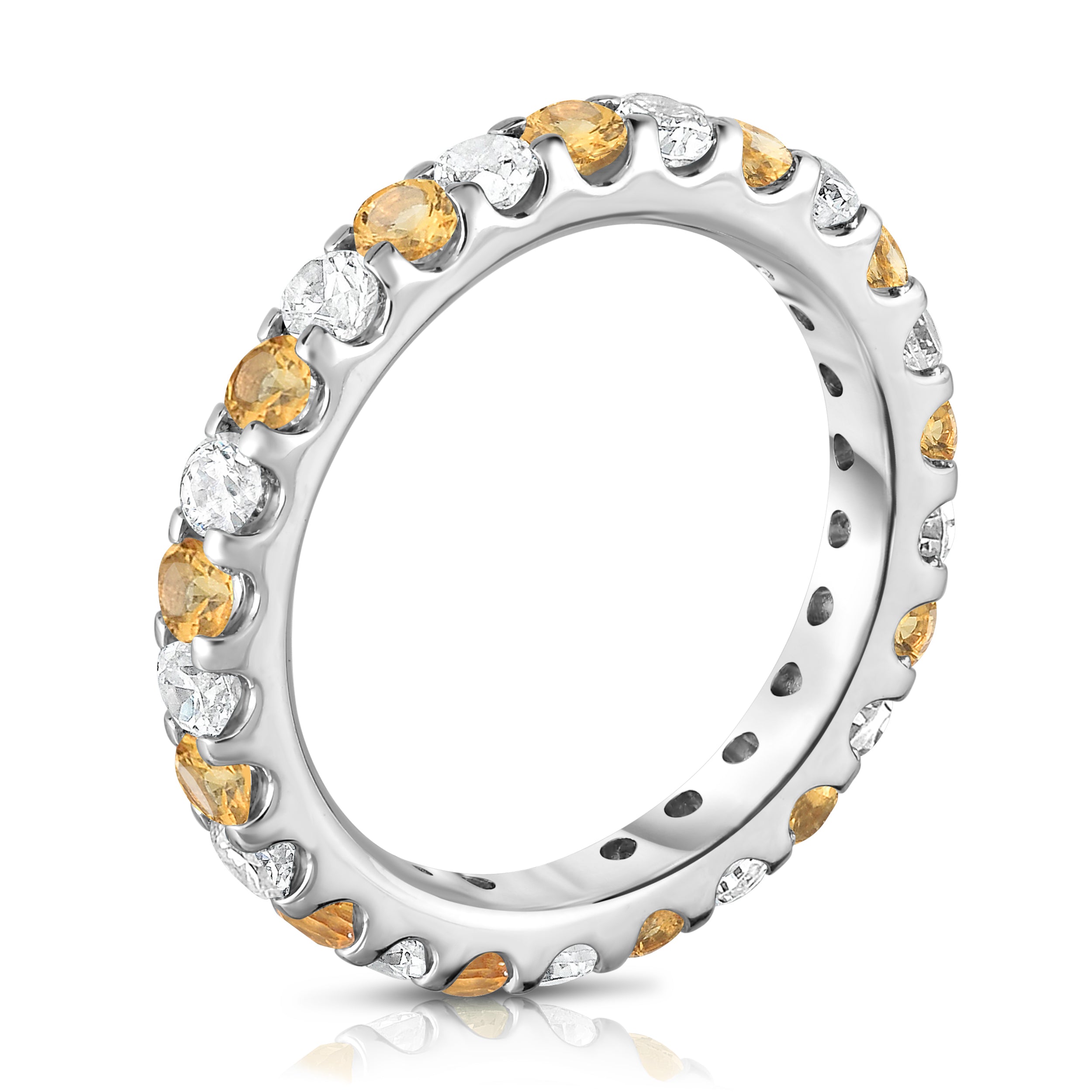 1.20-1.40Cttw Citrine & Diamond Eternity Ring in 14K White Gold