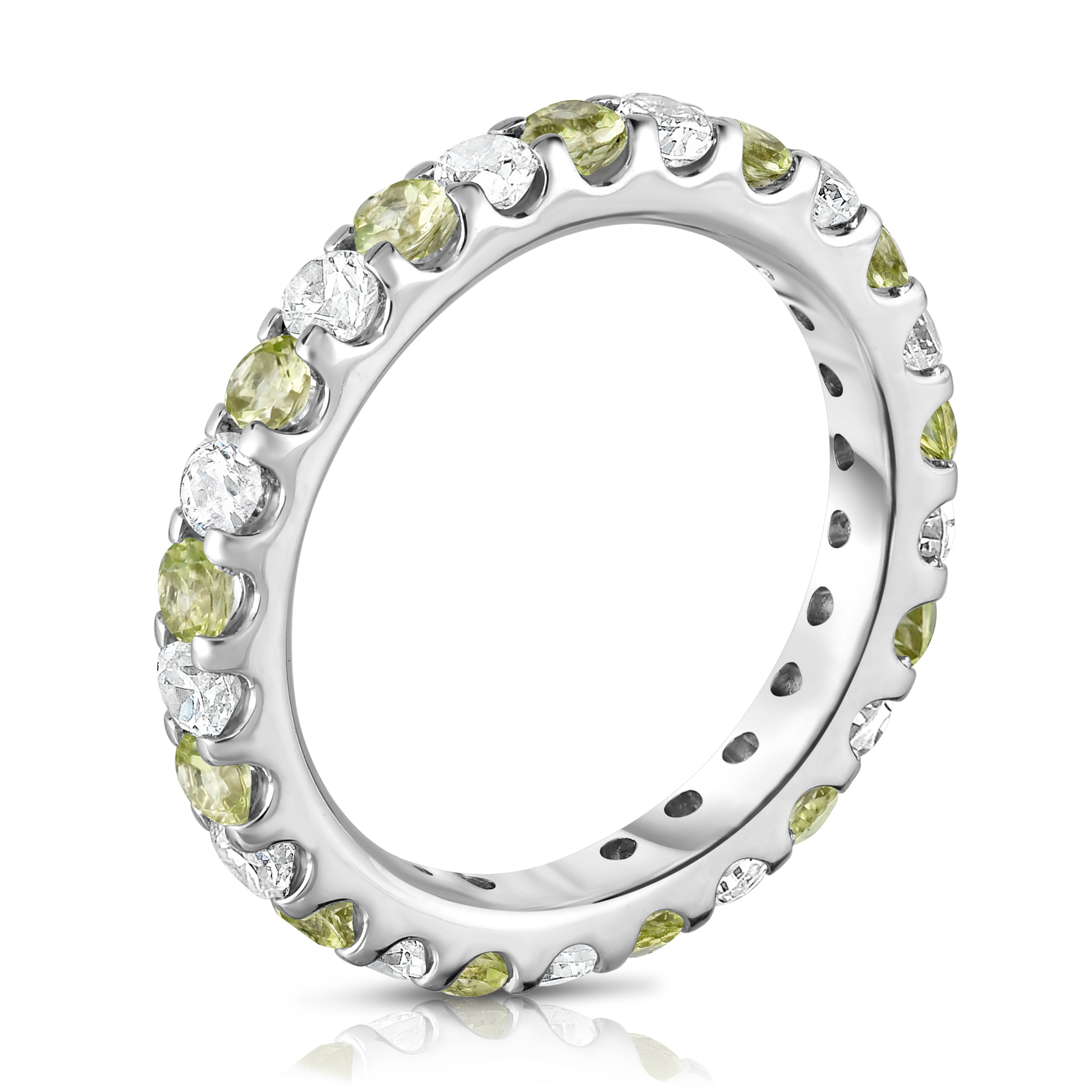 1.20-1.40Cttw Peridot & Diamond Eternity Ring in 14K White Gold