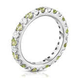 14K White Gold Peridot & Diamond (1.20-1.40 Ct TW, SI2-I1 Clarity) Eternity Ring