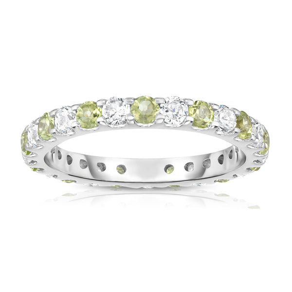 14K White Gold Peridot & Diamond (1.20-1.40 Ct TW, SI2-I1 Clarity) Eternity Ring