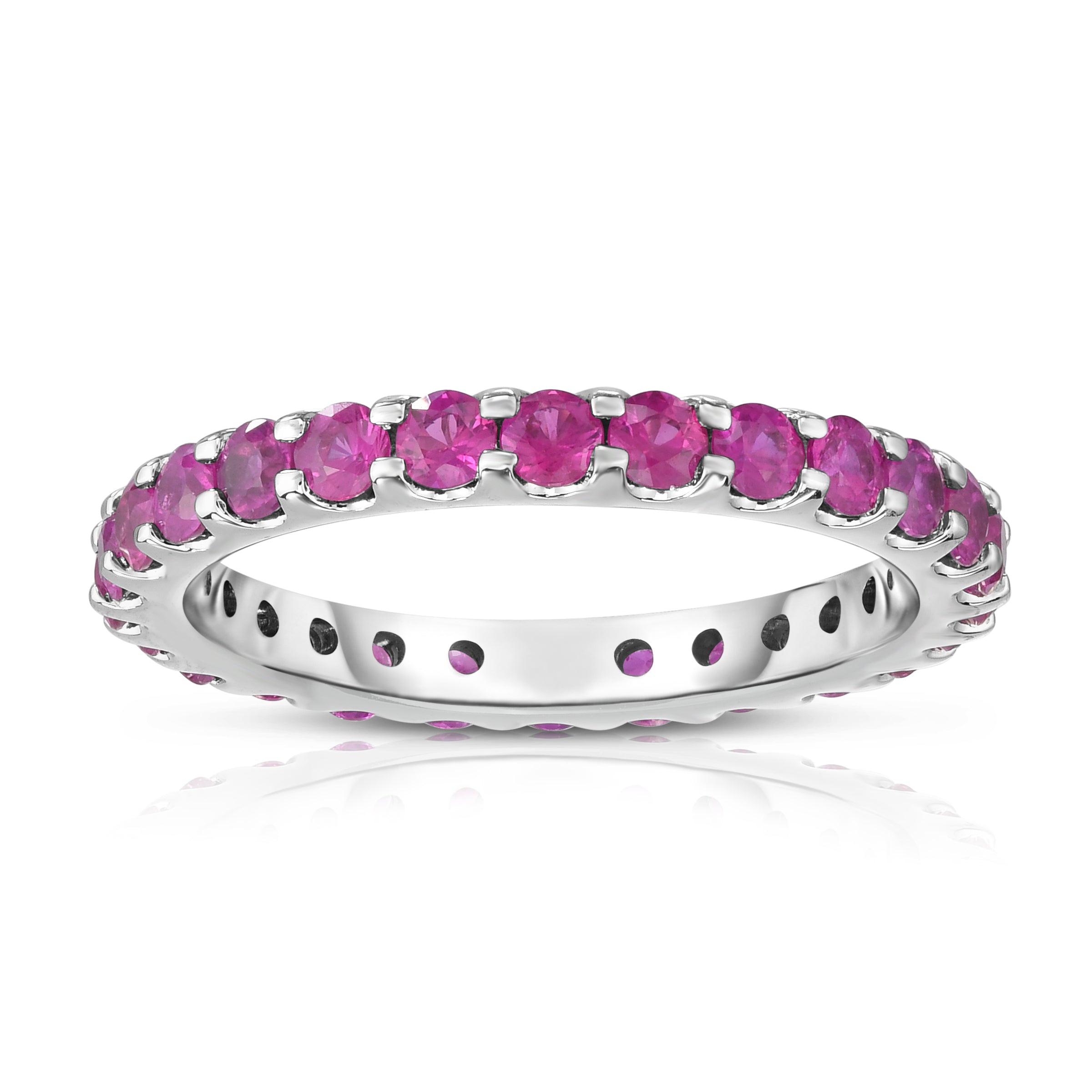 1.50Ct Pink Sapphire Eternity Ring in 14K White Gold