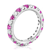 14K White Gold Pnk Sapphire & Diamond (1.20-1.40 Ct TW, SI2-I1 Clarity) Eternity Ring