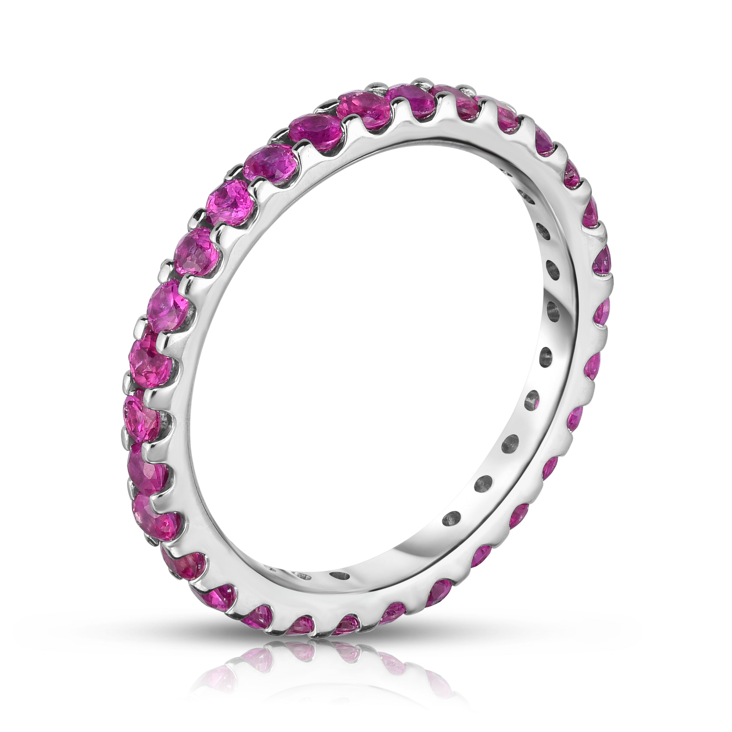 1.50Ct Pink Sapphire Eternity Ring in 14K White Gold