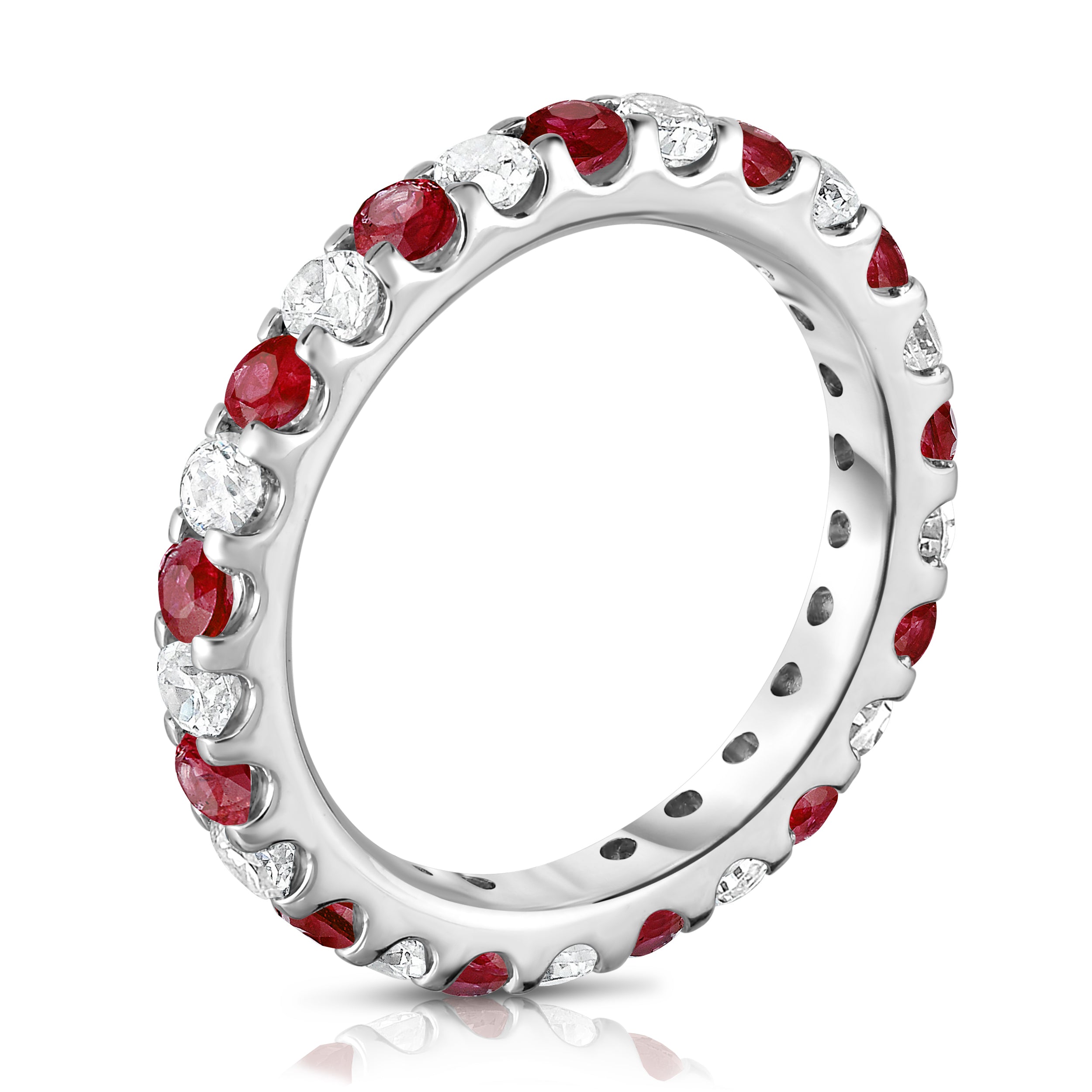 1.20-1.40Cttw Ruby & Diamond Eternity Ring in 14K White Gold