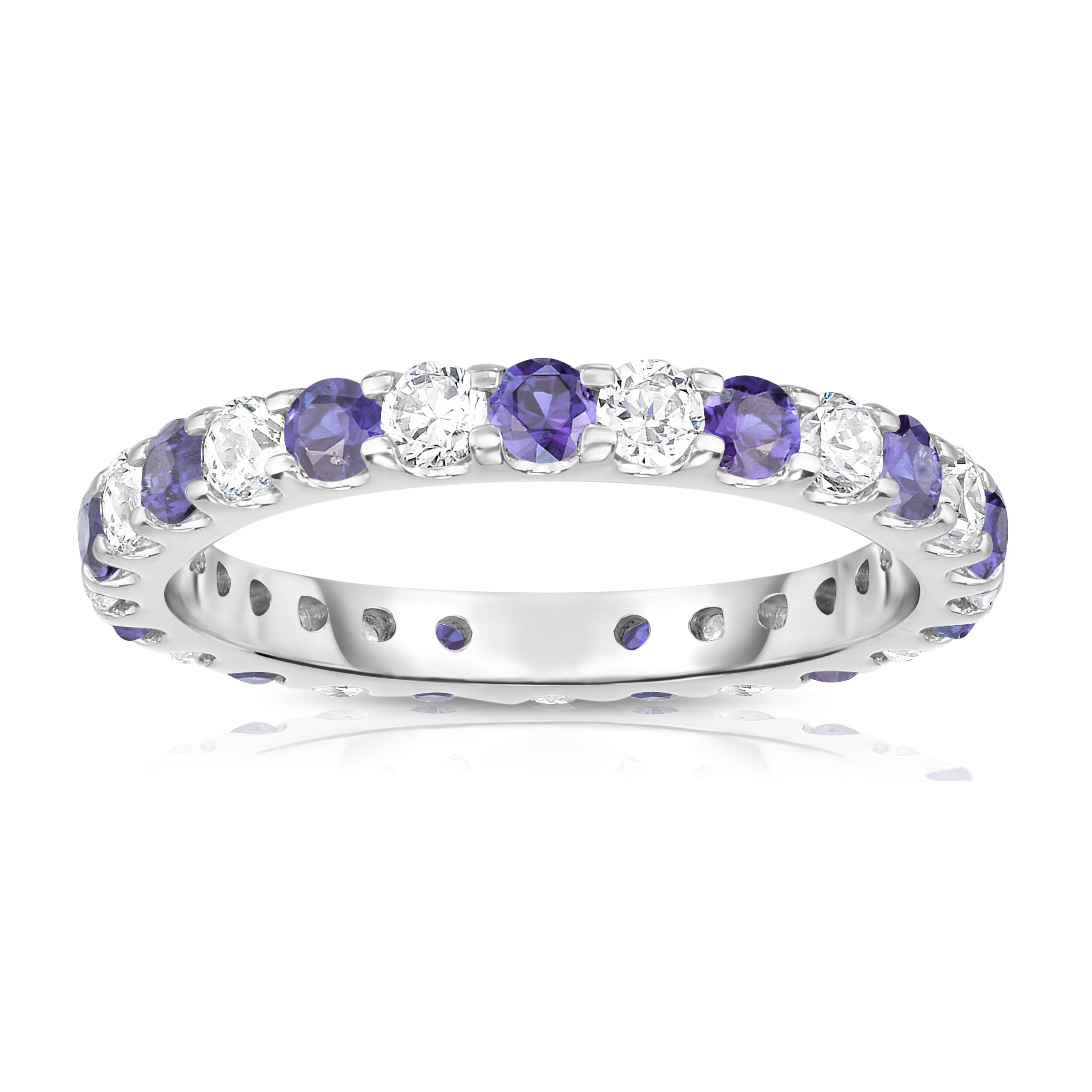 1.20-1.40Cttw Tanzanite & Diamond Eternity Ring in 14K White Gold