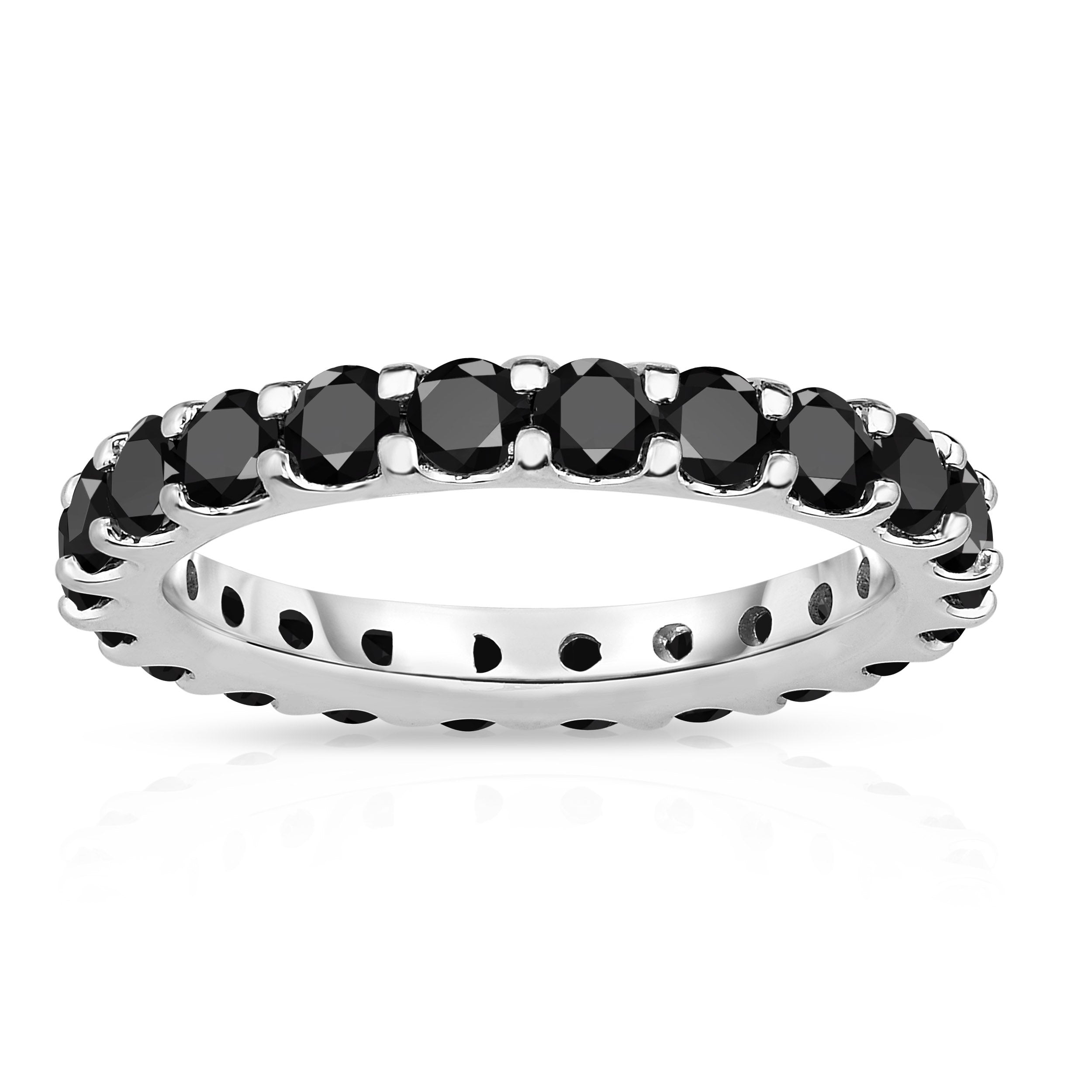 2.00-2.40Ct Black Diamond Eternity Band in 14K White Gold