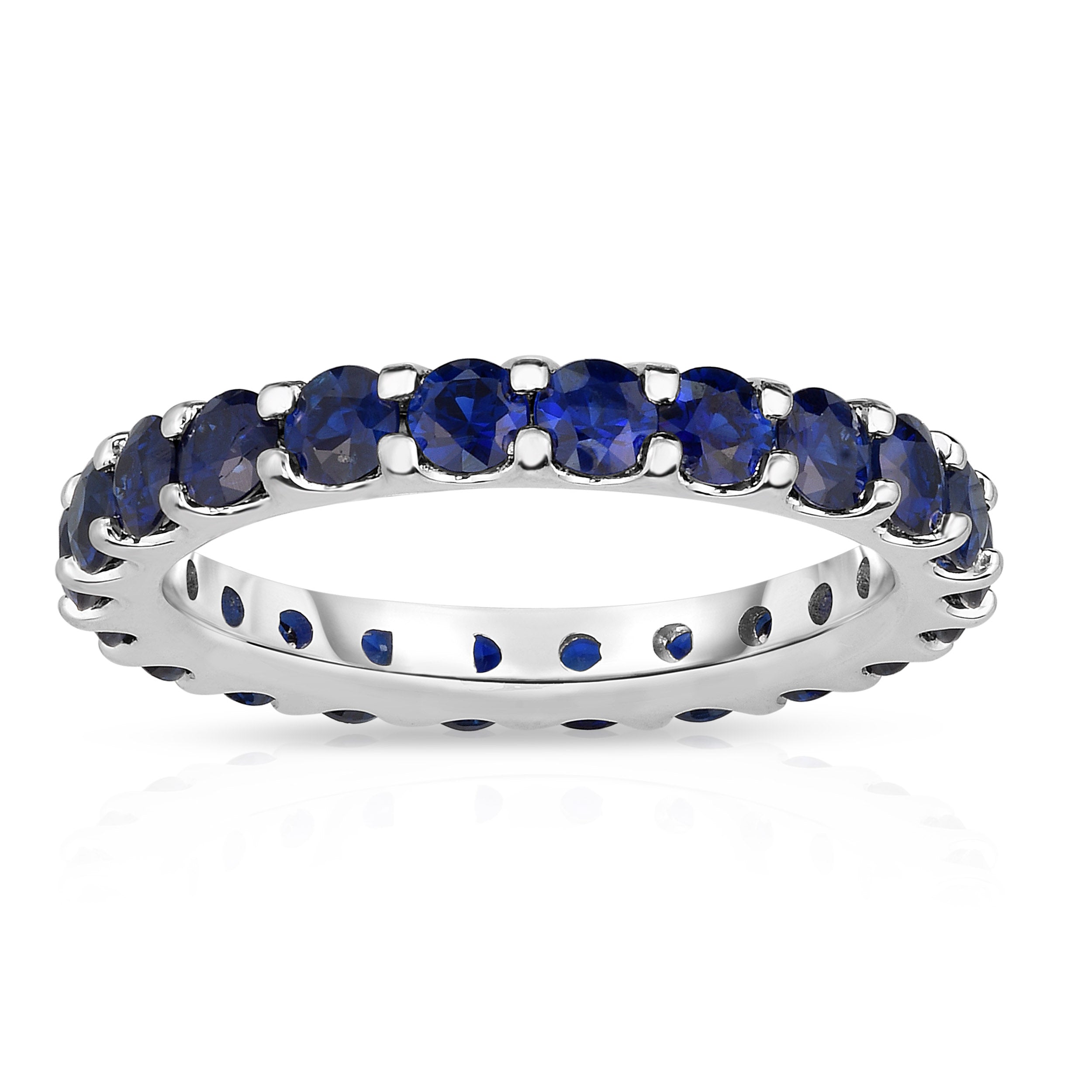 2.50Ct Blue Sapphire Eternity Ring in 14K White Gold