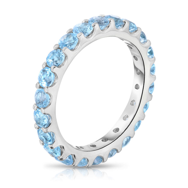 Sterling Silver Round-Cut Blue Topaz Eternity Ring (2 cttw)