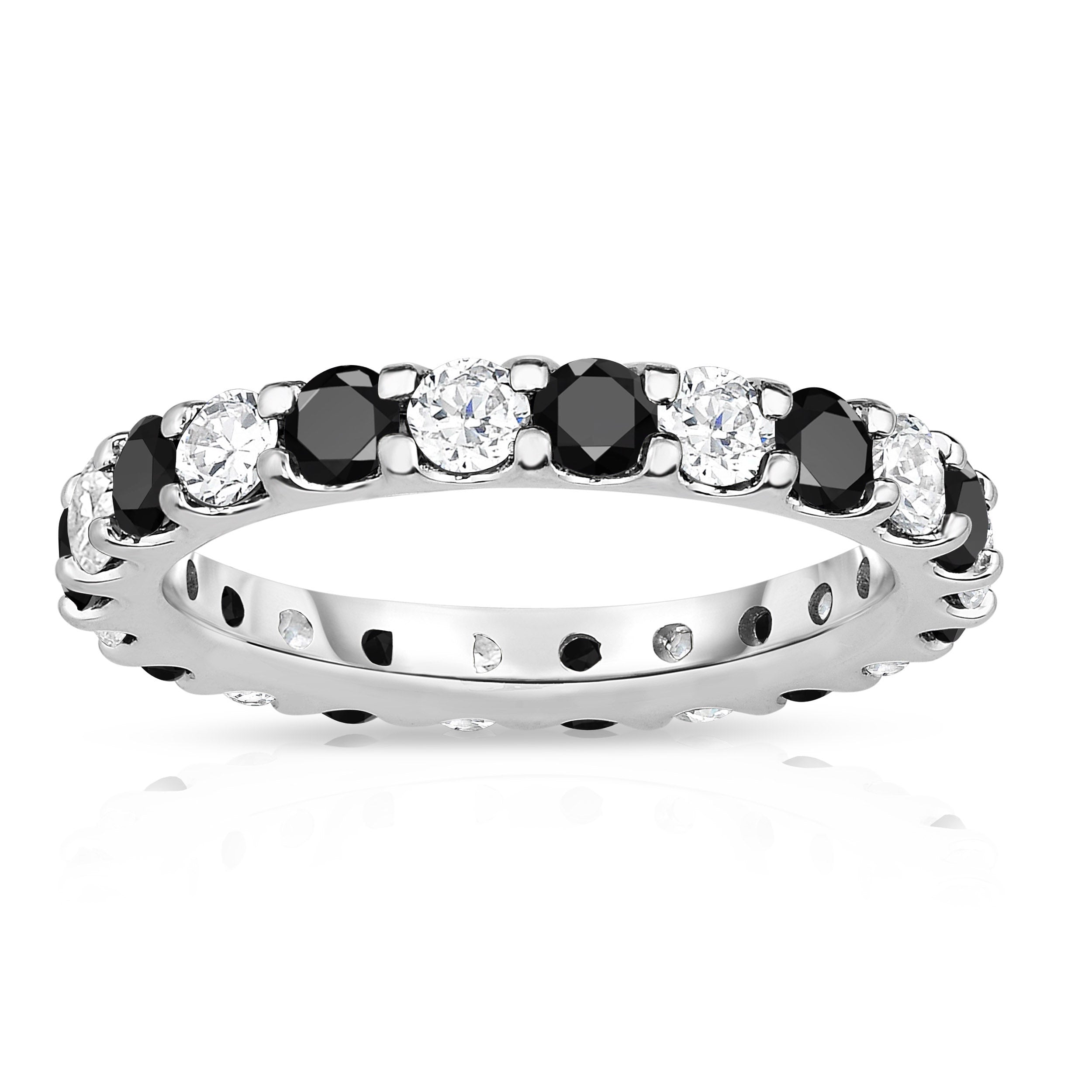 2.00-2.40Cttw Black & White Diamond Eternity Band in 14K White Gold