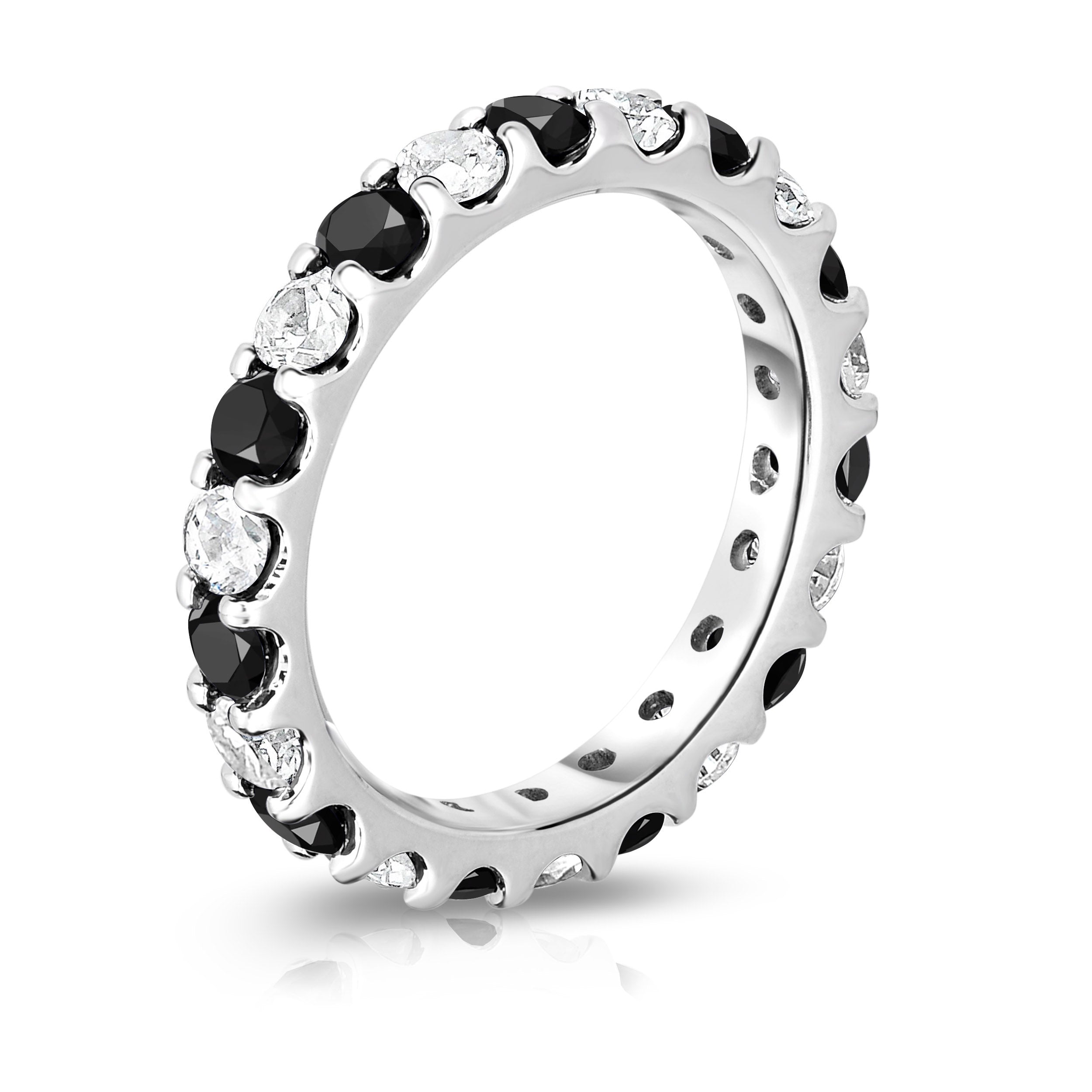 2.00-2.40Cttw Black & White Diamond Eternity Band in 14K White Gold