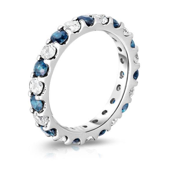 14K White Gold London Blue Topaz & Diamond (2.00-2.40 Ct TW, SI2-I1 Clarity) Eternity Band