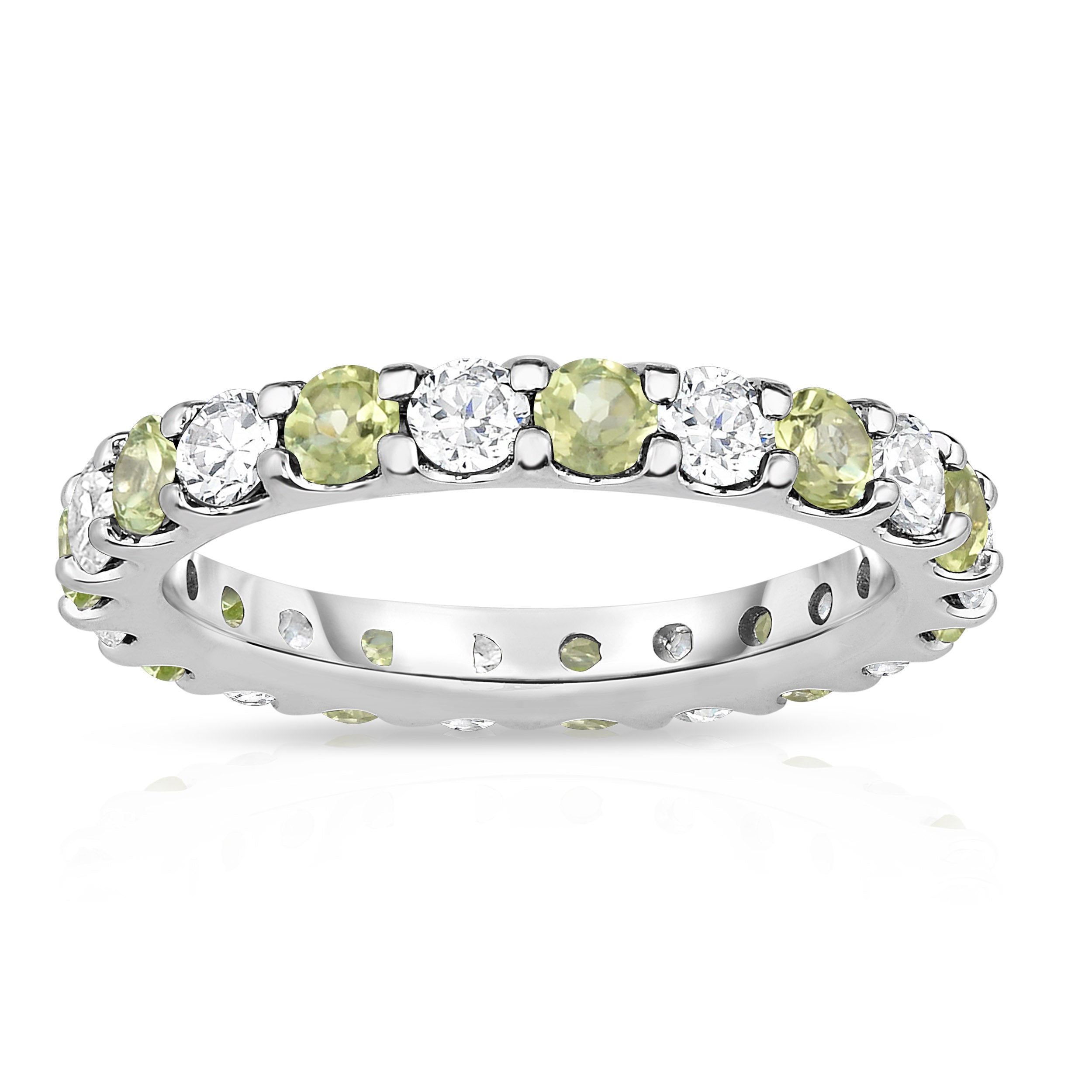 2.00-2.40Cttw Peridot & Diamond Eternity Band in 14K White Gold