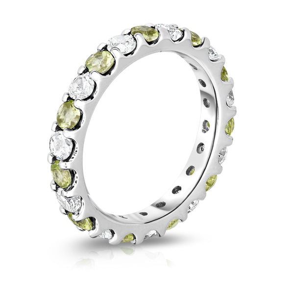 14K White Gold Peridot & Diamond (2.00-2.40 Ct TW, SI2-I1 Clarity) Eternity Band