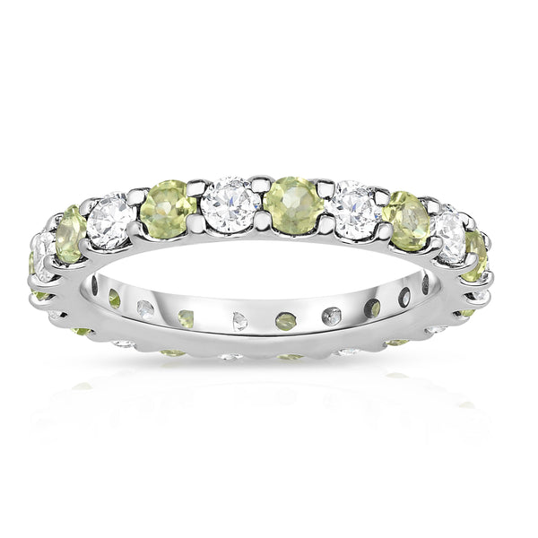 14K White Gold Peridot & Diamond (2.00-2.40 Ct TW, SI2-I1 Clarity) Eternity Band