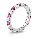 14K White Gold Pink Sapphire & Diamond (2.00-2.40 Ct TW, SI2-I1 Clarity) Eternity Band