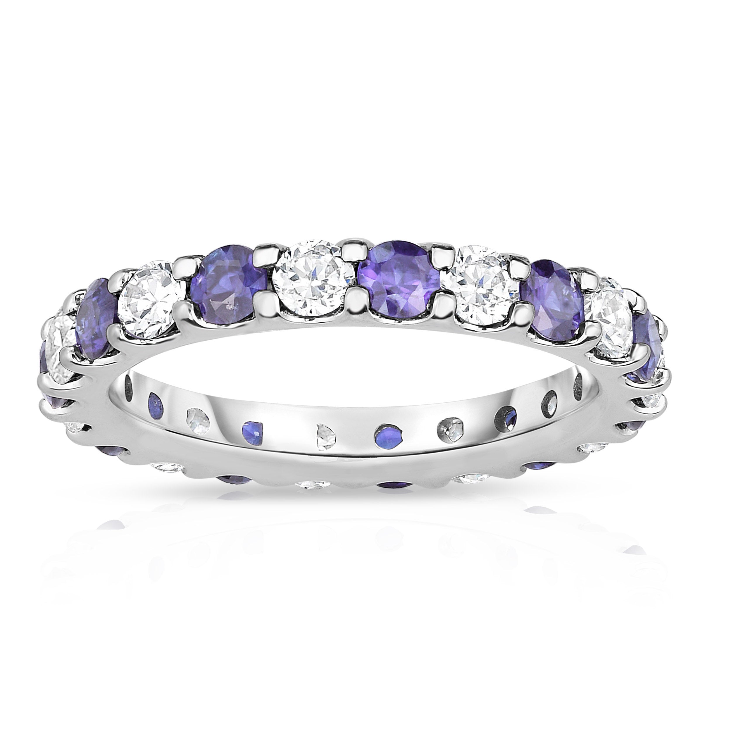 2.00-2.40Cttw Tanzanite & Diamond Eternity Band in 14K White Gold