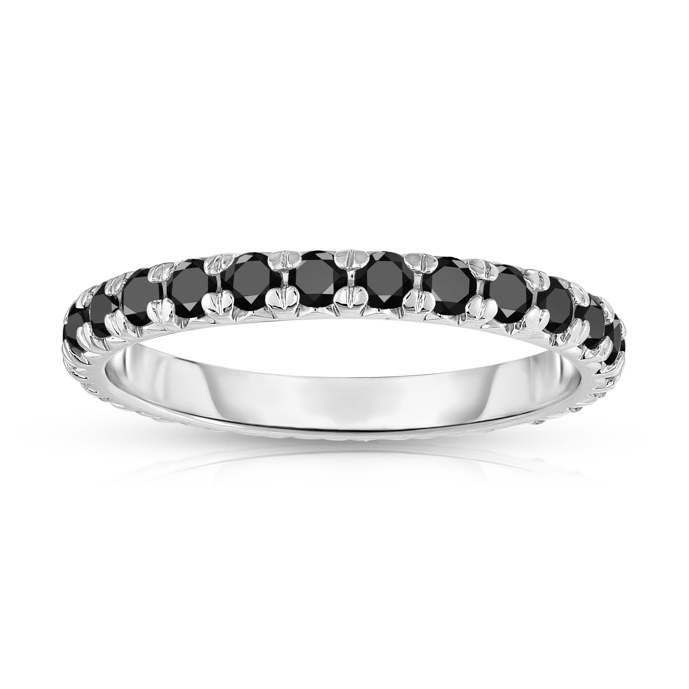 0.90-1.10Ct Black Diamond Eternity Band in 14K White Gold