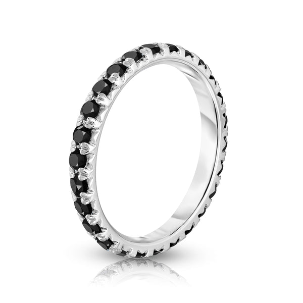 14K White Gold Black Diamond Eternity Band (0.90 Ct-1.10 cttw)