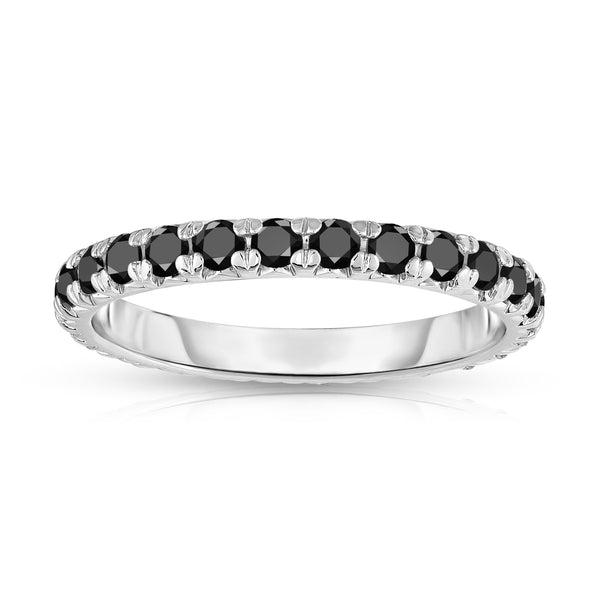 14K White Gold Black Diamond Eternity Band (0.90 Ct-1.10 cttw)