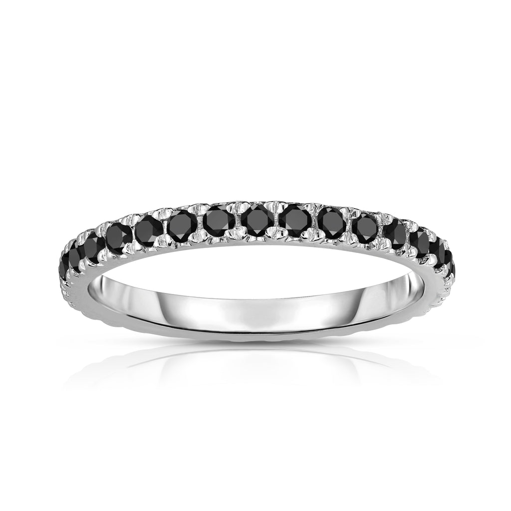 14K White Gold Black Diamond (0.64-0.75 Ct, G-H Color, SI2-I1 Clarity) Eternity Band